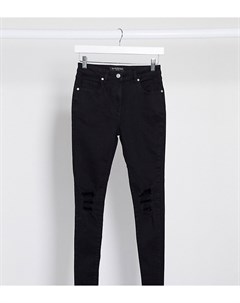 Черные зауженные джинсы с рваными коленями Parisian petite