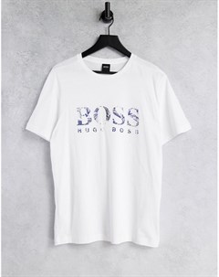 Белая футболка с 3 крупным логотипом Boss athleisure