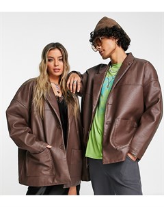 Винтажная куртка в стиле унисекс из искусственной кожи шоколадного цвета Inspired Reclaimed vintage