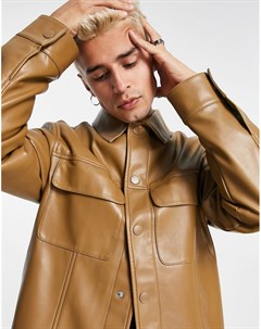 Светло коричневая куртка из искусственной кожи в стиле вестерн Asos design