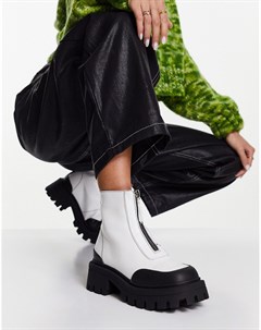 Белые ботинки с квадратным носком и молнией спереди Autumn Asos design
