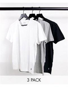 Набор из 3 футболок черного серого и белого цвета с логотипом в виде игрока поло Polo ralph lauren