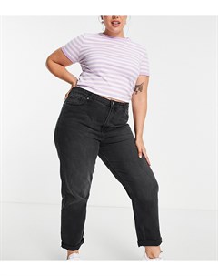 Выбеленные черные свободные джинсы в винтажном стиле Veron Don't think twice plus