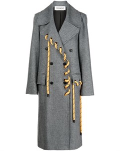 Пальто в ломаную клетку с декоративным шнурком Monse