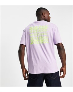 Сиреневая oversized футболка с принтом Positive на спине эксклюзивно для ASOS Selected homme