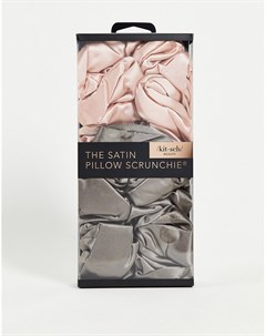 Комплект из атласных резинок для волос розового и серого цвета Kitsch