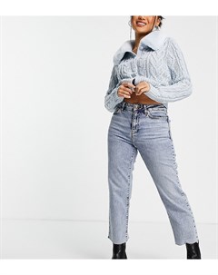 Синие прямые джинсы с эффектом кислотной стирки New look petite