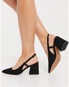 Черные туфли на среднем каблуке с ремешком через пятку Sydney Asos design