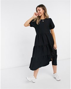 Черное свободное фактурное платье миди в стиле oversized Asos design