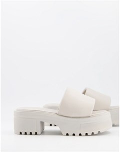 Кремовые босоножки на массивном среднем каблуке Tile Asos design