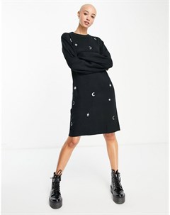 Свободное платье джемпер с вышивкой в космическом стиле Wednesday's girl