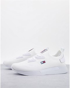 Белые гибкие кроссовки с логотипом флагом Tommy jeans