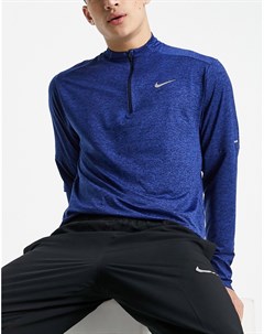Синий лонгслив с короткой молнией Element Dri FIT Nike running