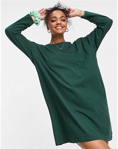 Хвойно зеленое платье футболка в стиле oversized с длинными рукавами Asos design