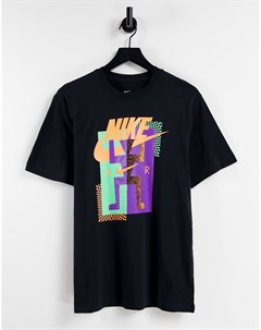 Черная футболка с принтом танцующего человечка Festival Futura Air Nike