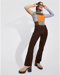 Расклешенные вельветовые джинсы из плотного материала шоколадного цвета с заниженной талией Asos design