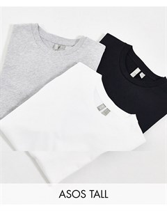 Набор из 3 футболок черного белого и серого меланжевого цветов из органического хлопка с круглым выр Asos tall