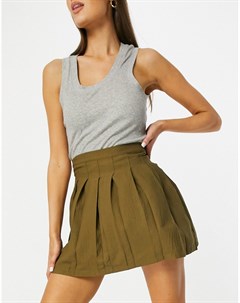 Оливковая плиссированная мини юбка Asos design