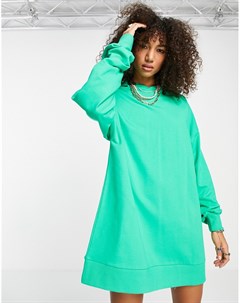 Ярко зеленое платье худи мини в стиле oversized Asos design