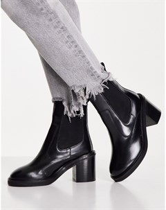 Черные кожаные ботинки челси Runaway Asos design