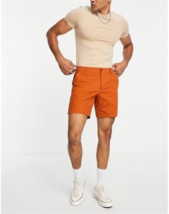 Оранжевые шорты чиносы узкого кроя Asos design