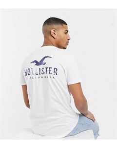 Белая футболка с асимметричным краем и логотипом спереди и сзади эксклюзивно для ASOS Hollister