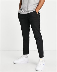 Черные зауженные брюки джоггеры в строгом стиле Topman