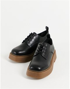 Черные туфли на плоской массивной подошве со шнуровкой Martial Asos design