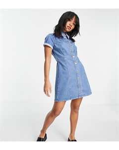 Выбеленное джинсовое платье рубашка приталенного кроя ASOS DESIGN Petite Asos petite