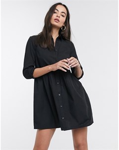 Черное свободное платье рубашка мини из органического хлопка Asos design