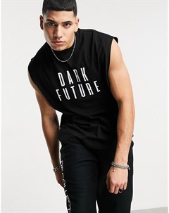 Черная майка в стиле oversized с логотипом на спине Asos dark future