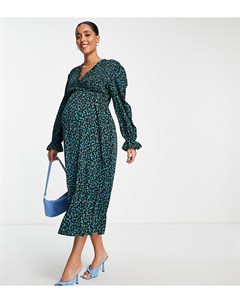 Зеленое платье с длинными рукавами и цветочным принтом by Vogue Williams Little mistress maternity