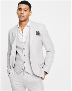 Супероблегающий пиджак из твила светло серого цвета с начесом Wedding Asos design