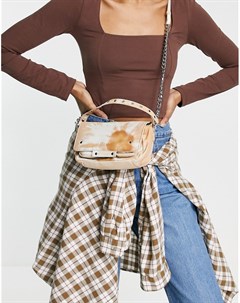 Миниатюрная сумка через плечо бежевого цвета Honey Nunoo