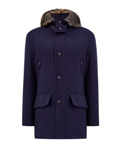 Шерстяное пальто классической длины с отделкой из меха Cortigiani