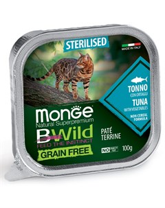Влажный корм для кошек Bwild Grain free из тунца с овощами для стерилизованных 0 1 кг Monge