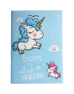 Тетрадь в линейку Единорог Born To Be Wild and Unicorn 42 листа формат А4 голубая Михимихи