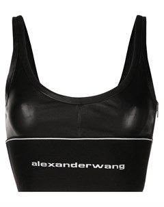 Кожаный бюстгальтер бралетт с логотипом Alexander wang