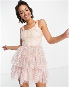 Многослойное платье с пайетками розового цвета VL the Label Virgos lounge