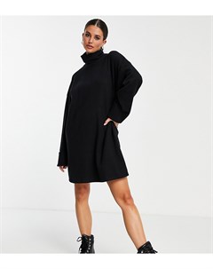 Черное платье джемпер мини с высоким воротником из мягкого материала ASOS DESIGN Tall Asos tall