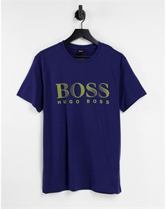 Темно синяя футболка с большим логотипом BOSS Beachwear Boss bodywear