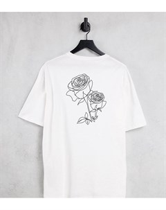 Белая oversized футболка с рисунком розы на спине эксклюзивно для ASOS Selected homme