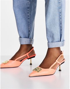 Розовые туфли на среднем каблуке с декором Sherwood Asos design