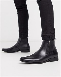Черные ботинки челси из искусственной кожи с молниями Asos design