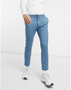 Голубые зауженные брюки джоггеры в строгом стиле Topman