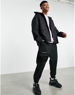 Черная водонепроницаемая куртка дождевик с капюшоном Asos design