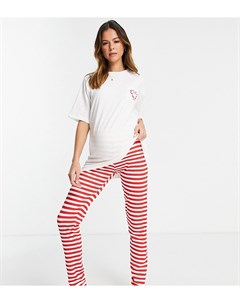 Новогодний пижамный комплект в полоску красного и белого цвета Pieces maternity