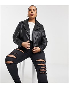 Черная байкерская куртка из искусственной кожи ASOS DESIGN Curve Asos curve