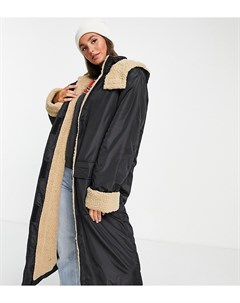 Черная куртка дождевик макси с подкладкой из искусственного меха ASOS DESIGN Tall Asos tall