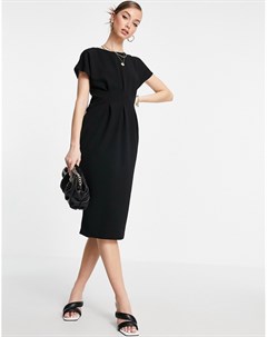 Черное платье миди приталенного кроя Asos design